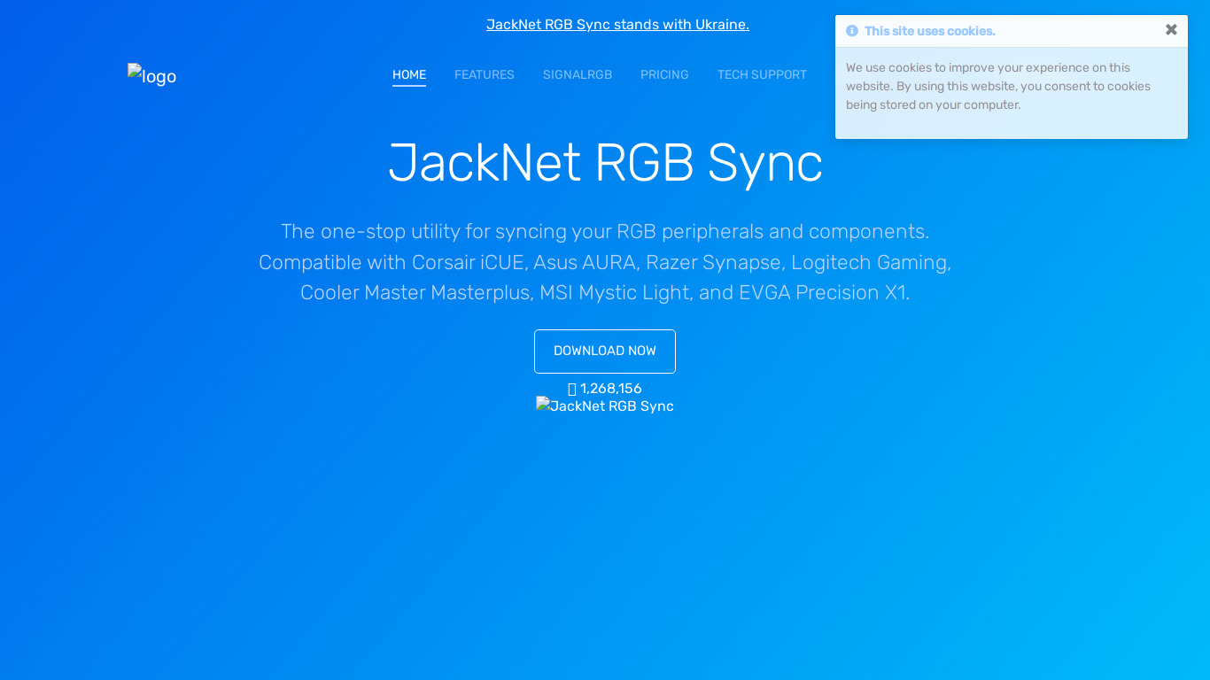 JackNet RGB Sync Landing page
