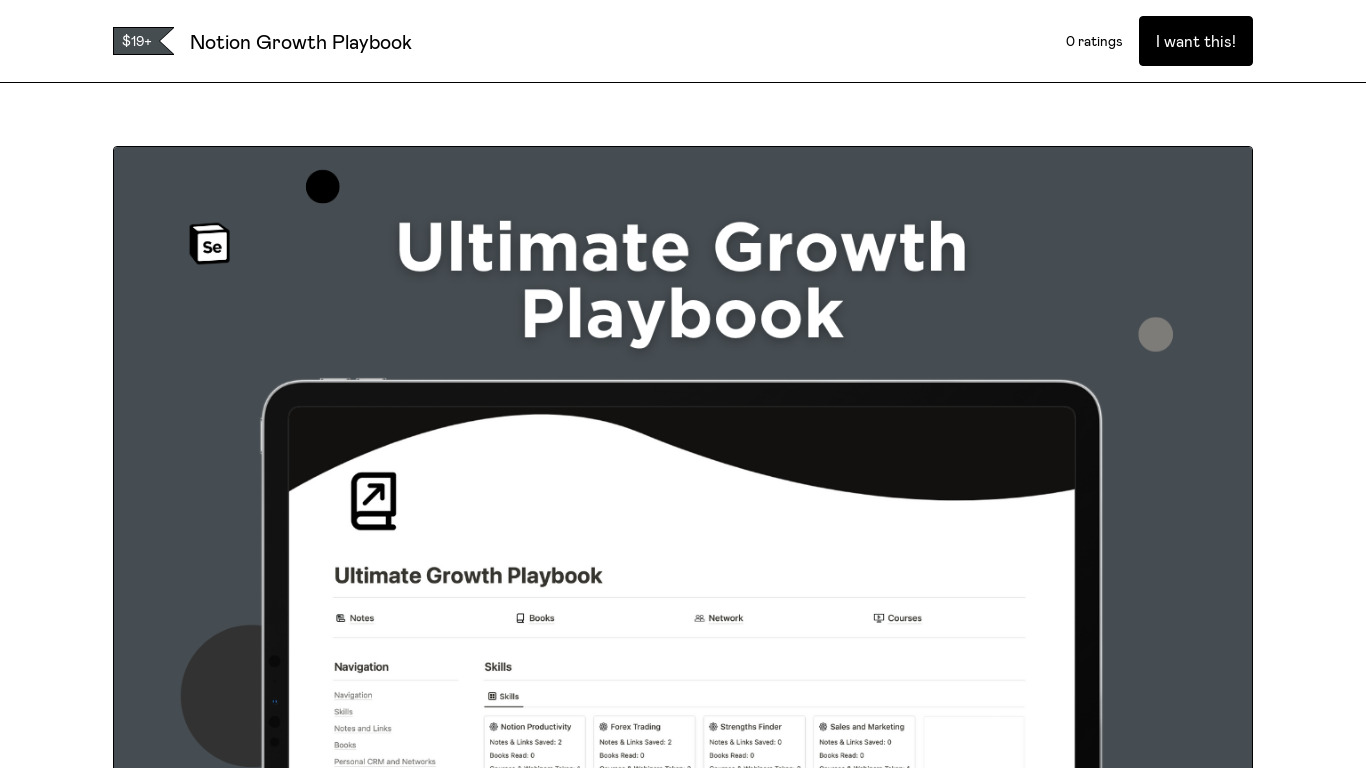 Notion Ultimate Growth Playbook Landing page