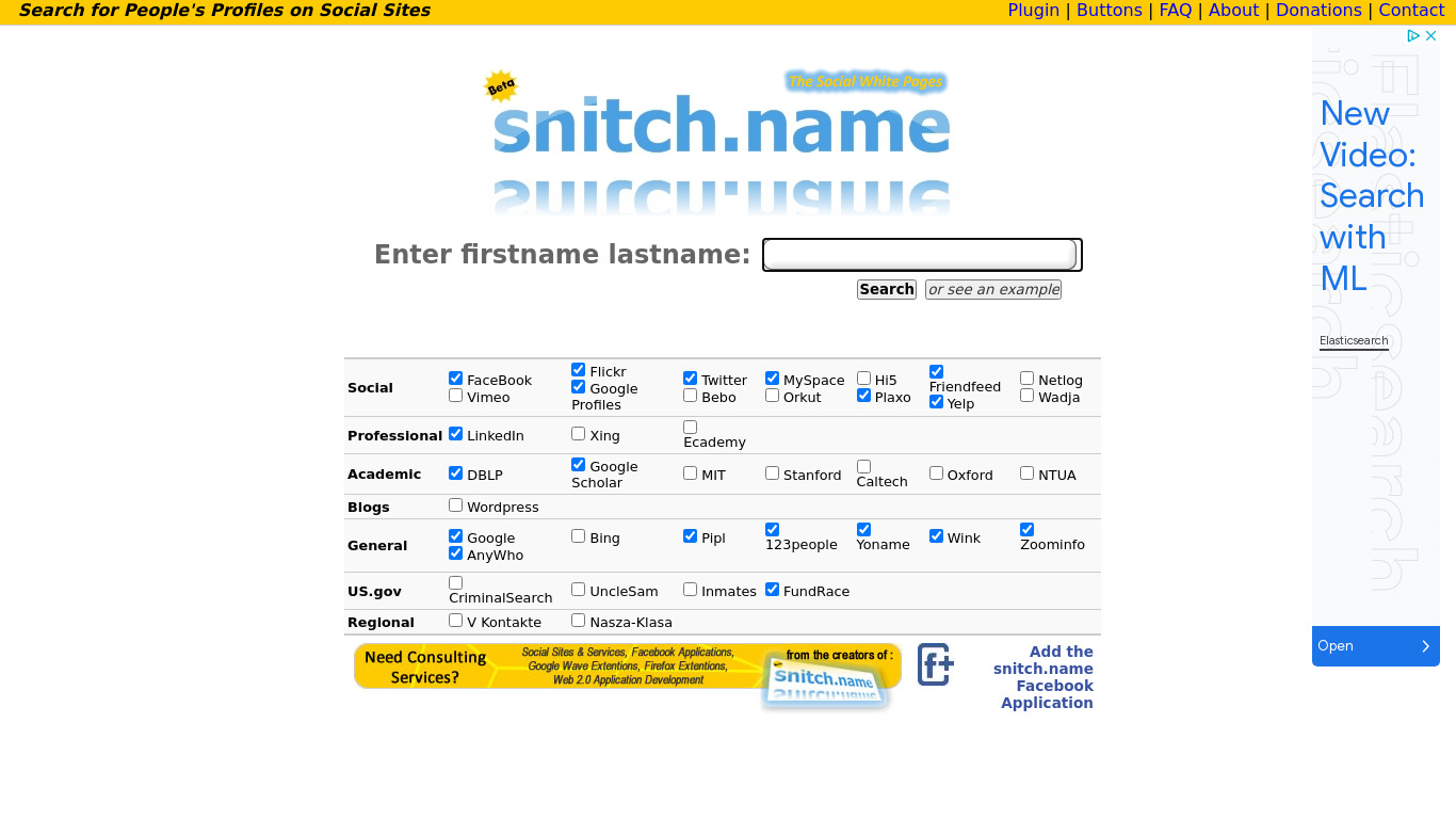 Snitch.Name Landing page