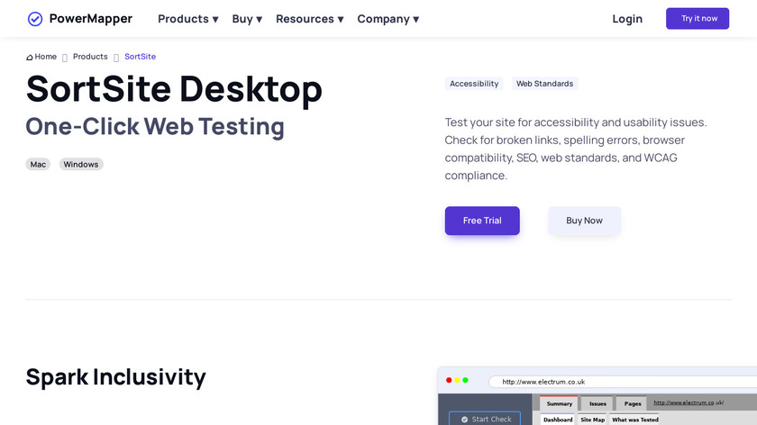 SortSite Landing Page