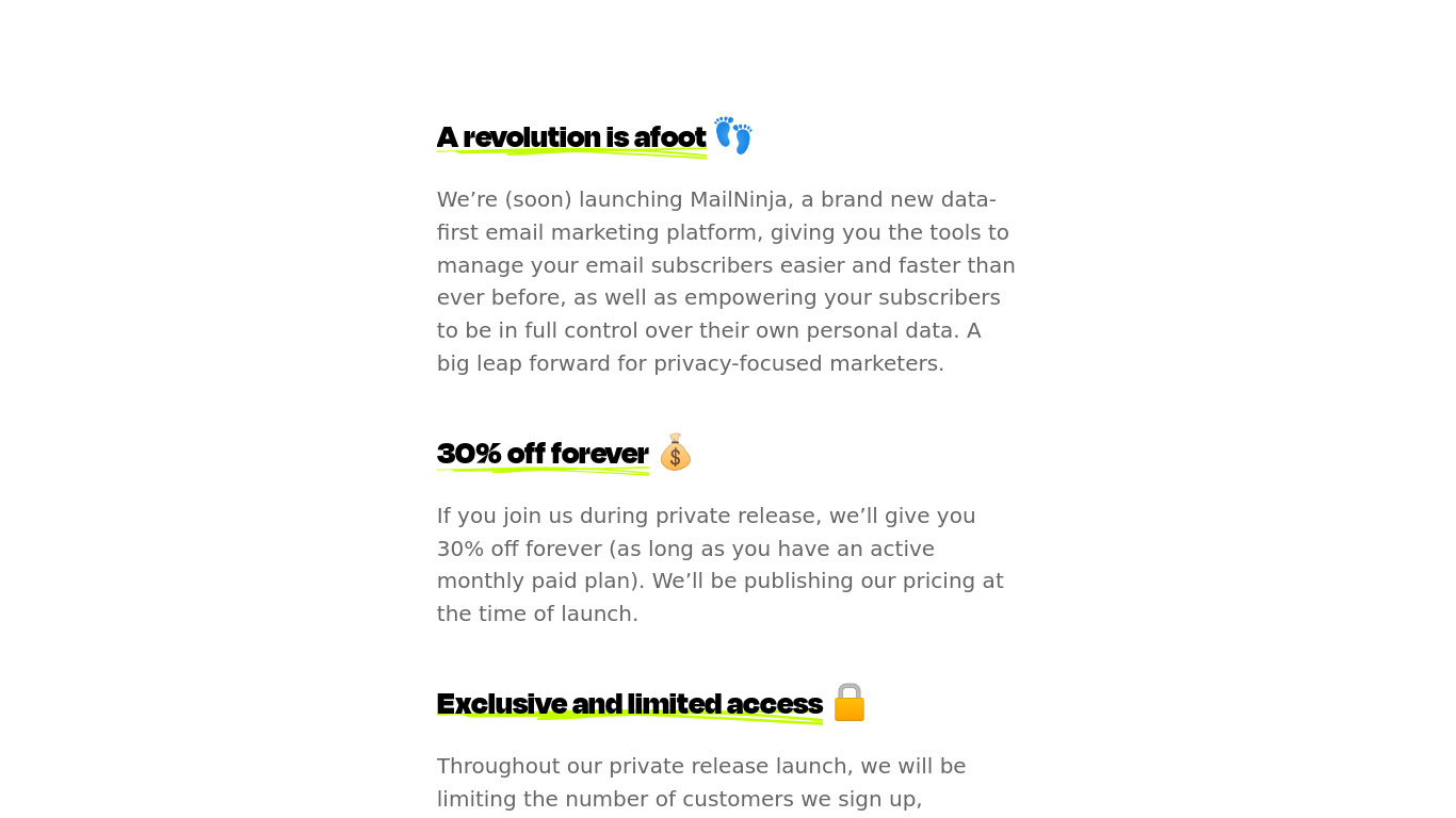 MailNinja Landing page