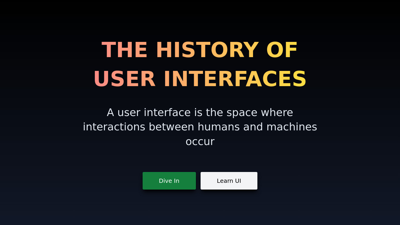 The history of UI Landing page