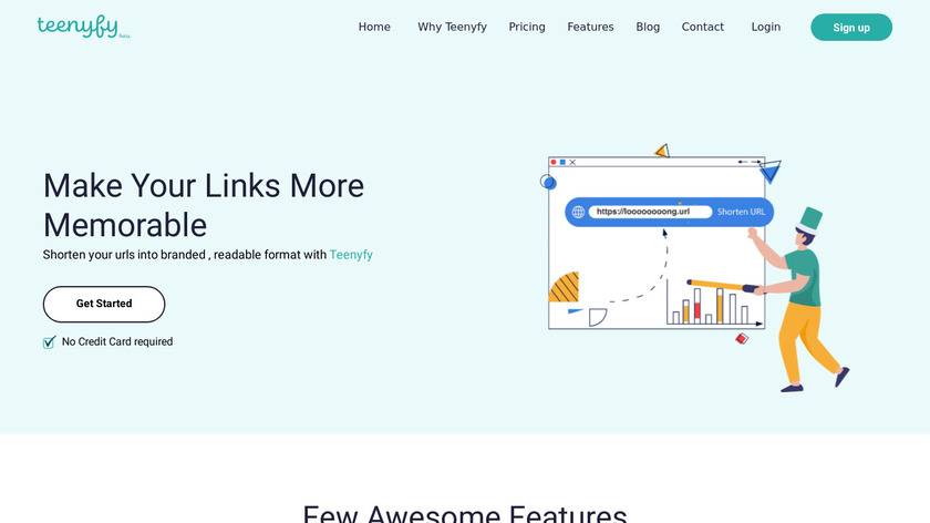 Teenyfy URL Shortner & Analyser Landing Page