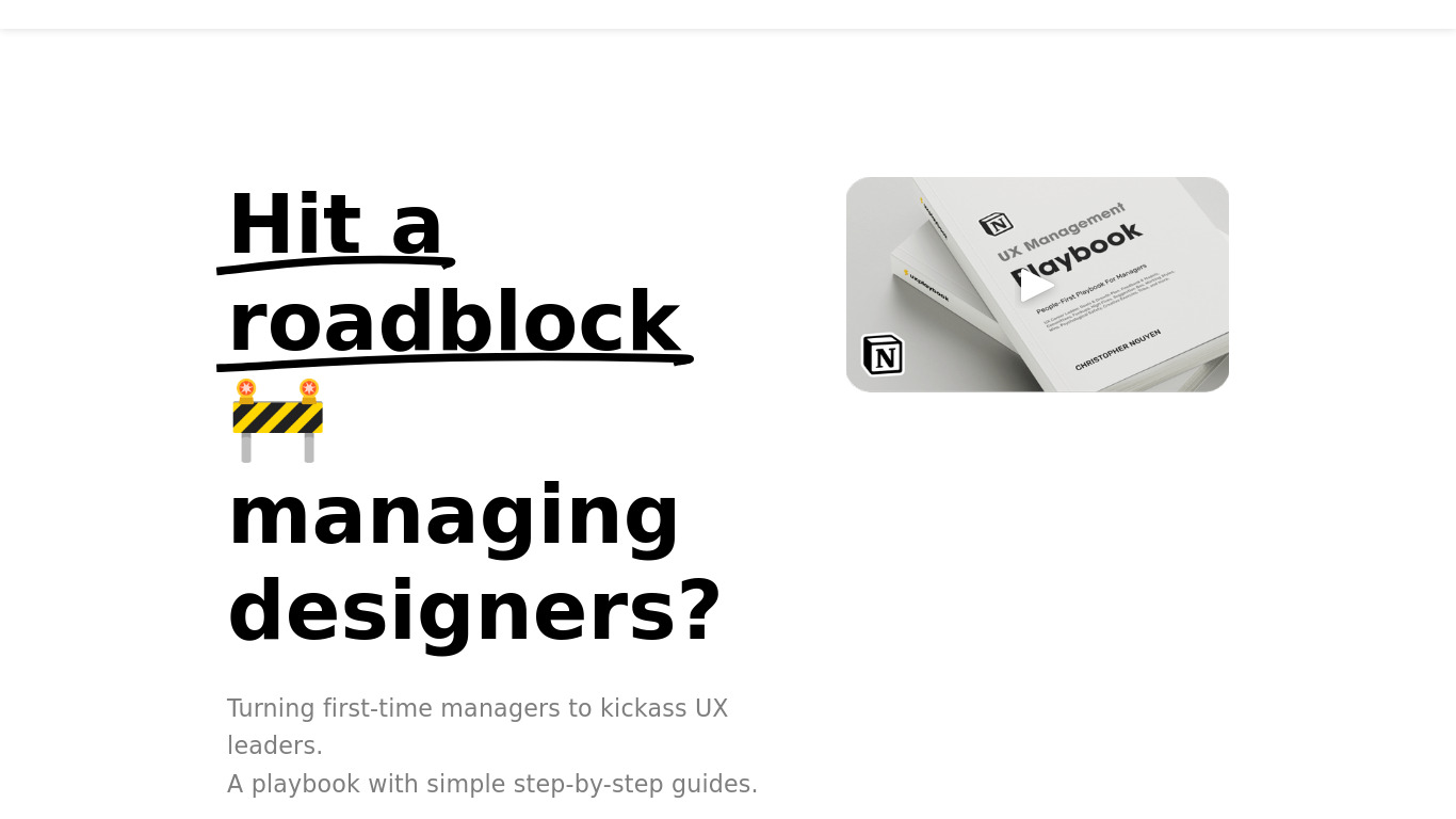 UX Management Playbook Landing page