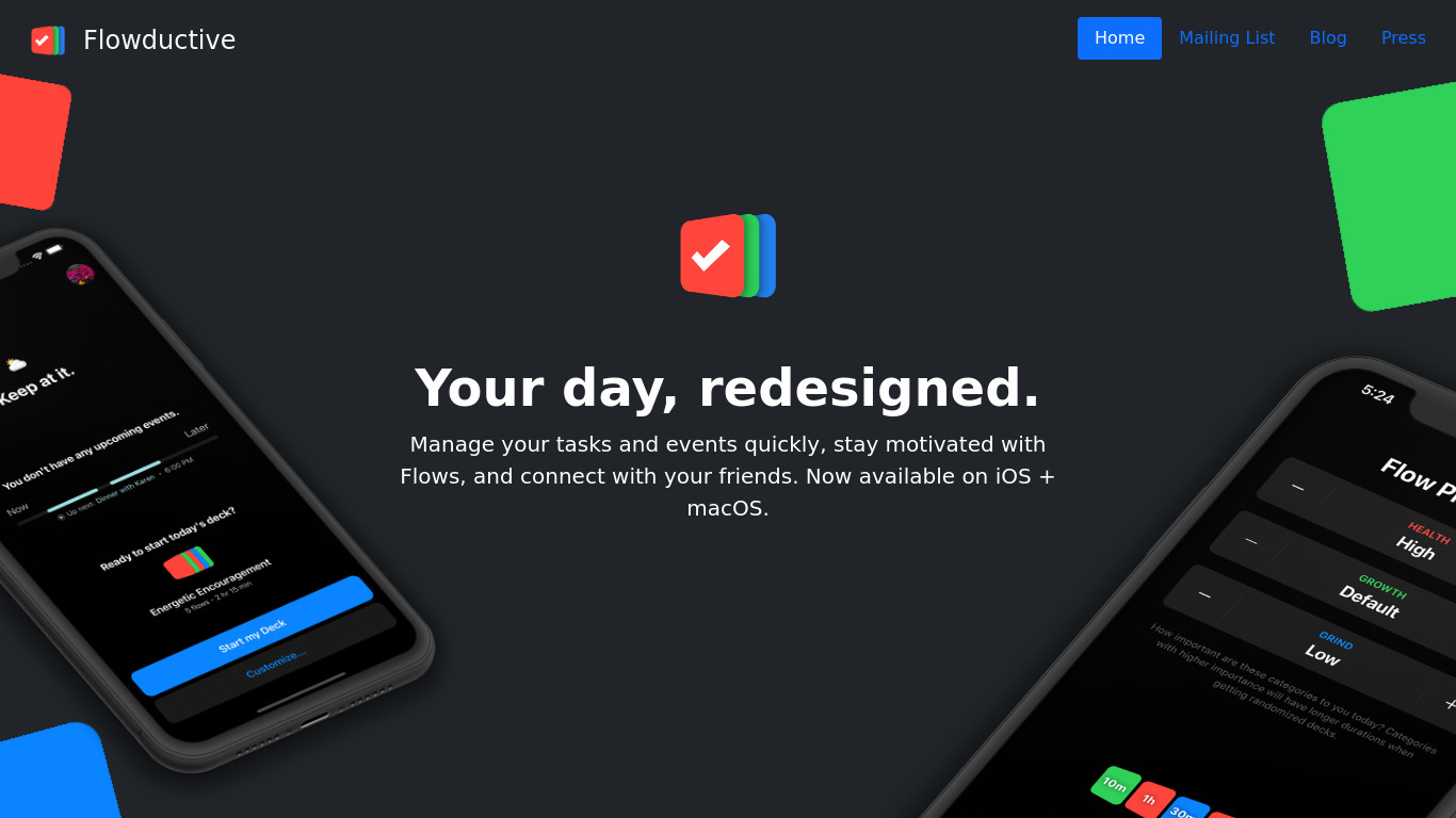 Flowductive Landing page