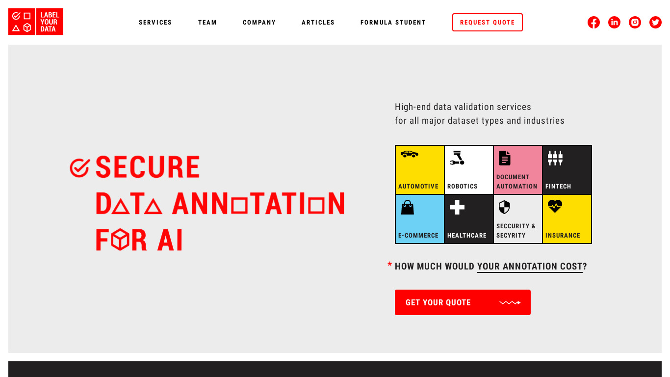 Label Your Data Landing page