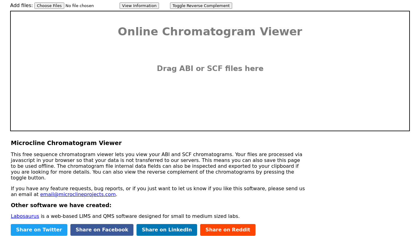 Sequence Chromatogram Viewer Landing page