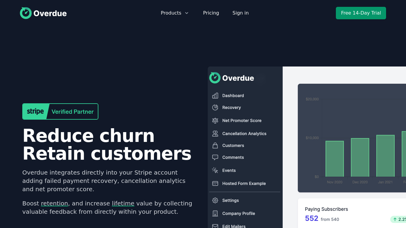 Overdue Landing page