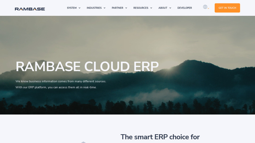 RamBase Cloud ERP Landing Page