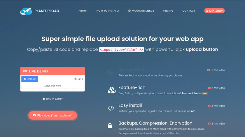 PlaneUpload Landing Page