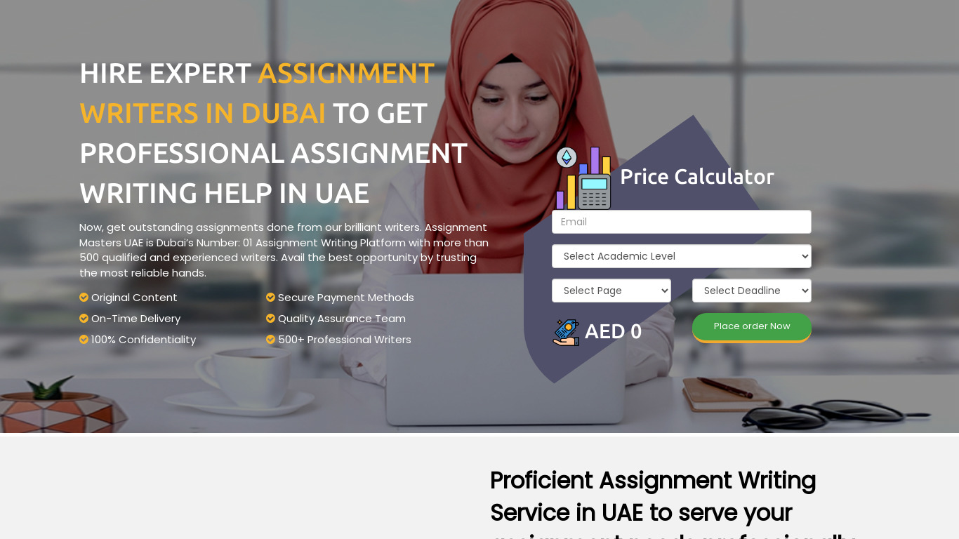 Assignment Masters UAE Landing page