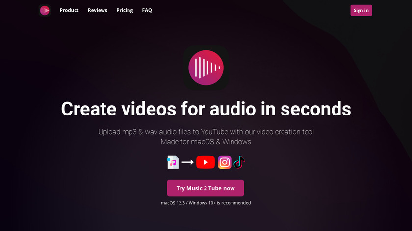 Music2Tube Landing Page