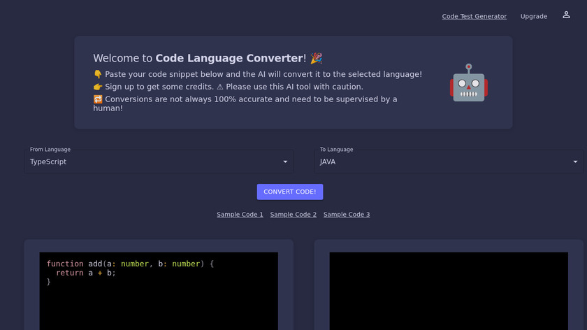 Code Language Converter Landing Page