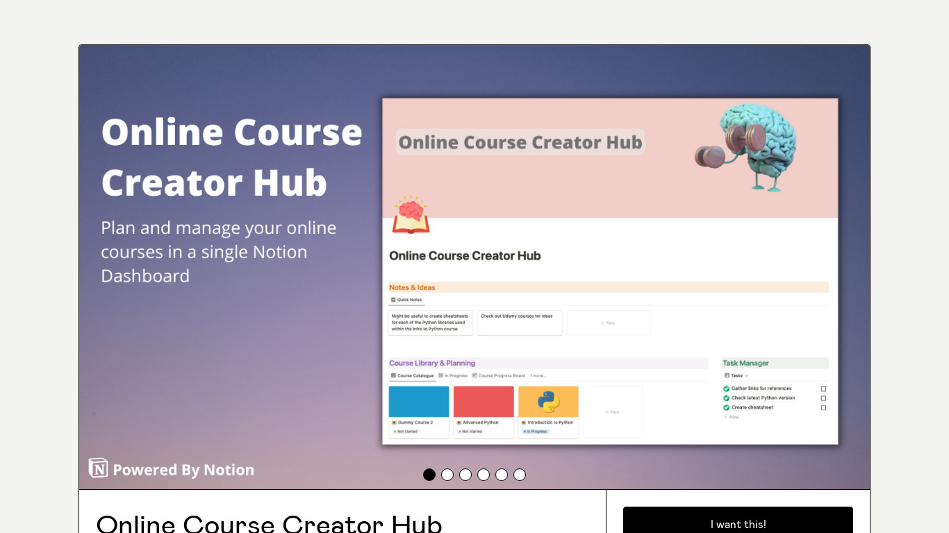 Online Course Creator Hub Landing page