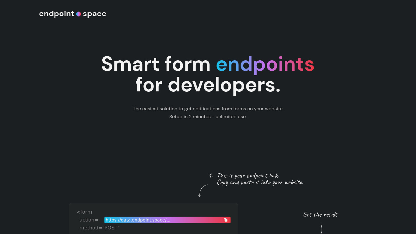 Endpoint Space Landing page