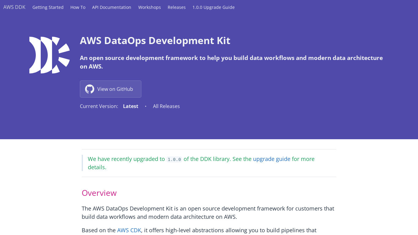 AWS DataOps Development Kit Landing page