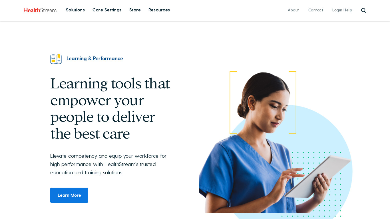 HealthStream Learning & Performance Landing page