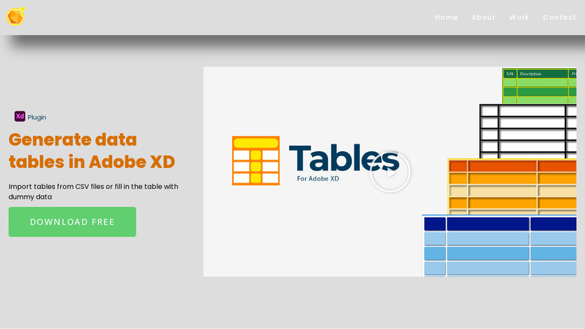 Tables for XD Landing Page