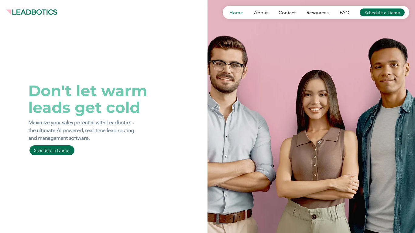 Leadbotics Landing page
