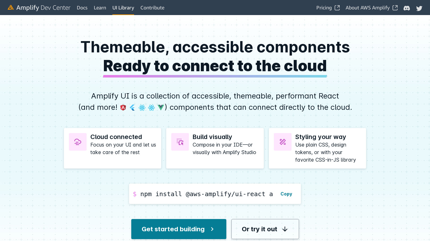 Amplify UI Landing page