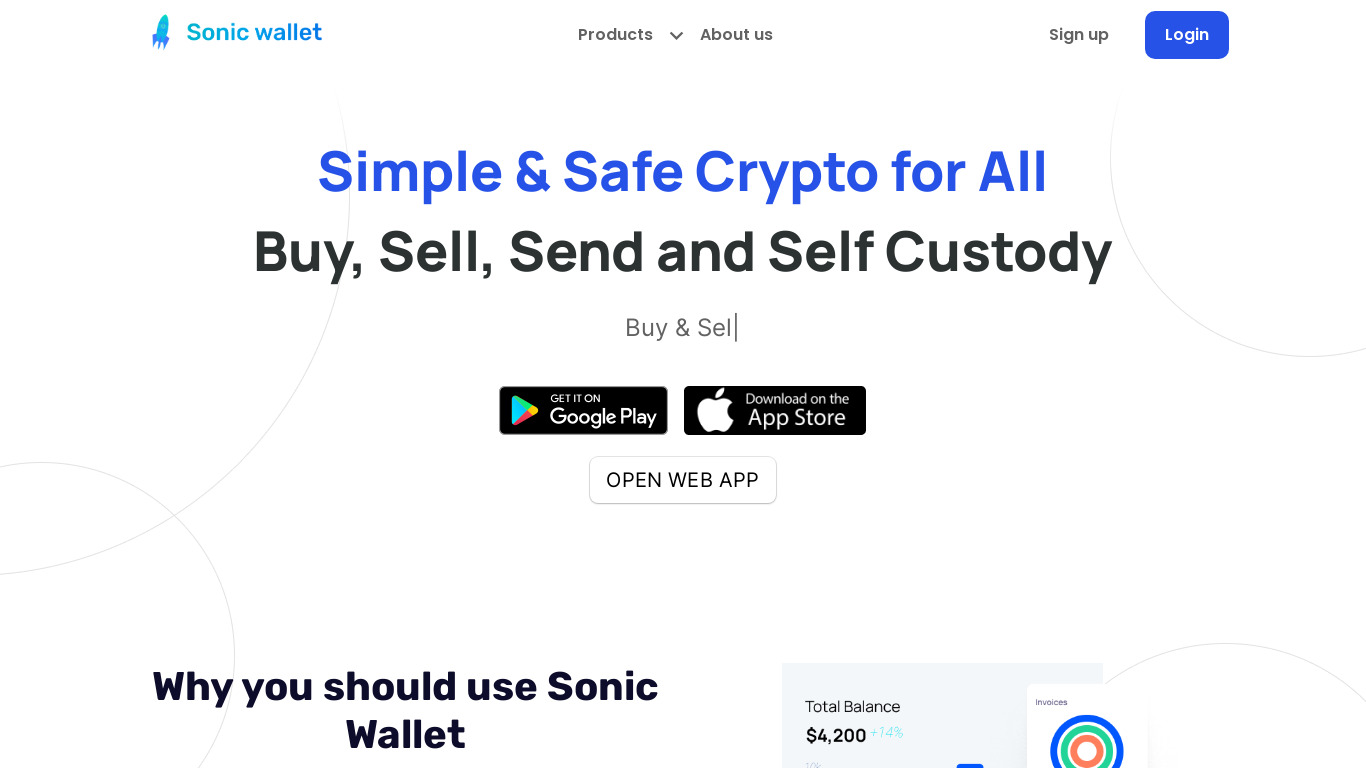 Sonic Wallet Landing page