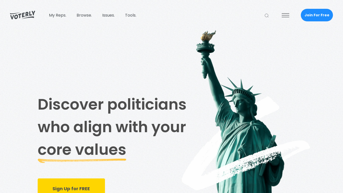 Voterly Landing page