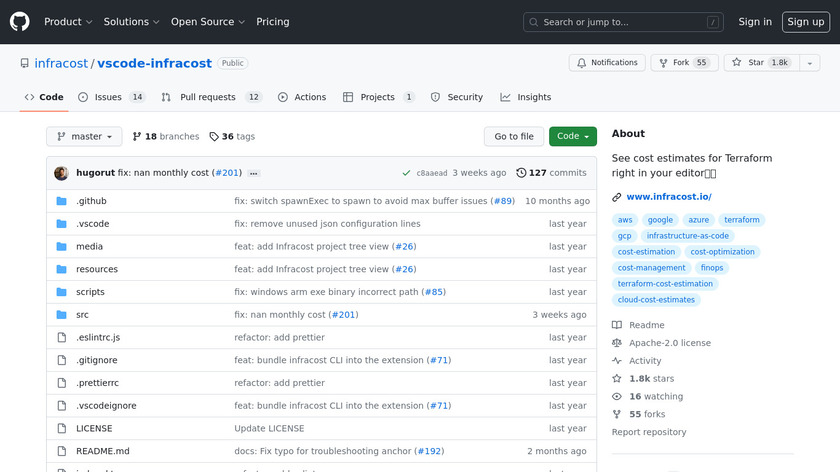 Infracost VSCode Extension Landing Page