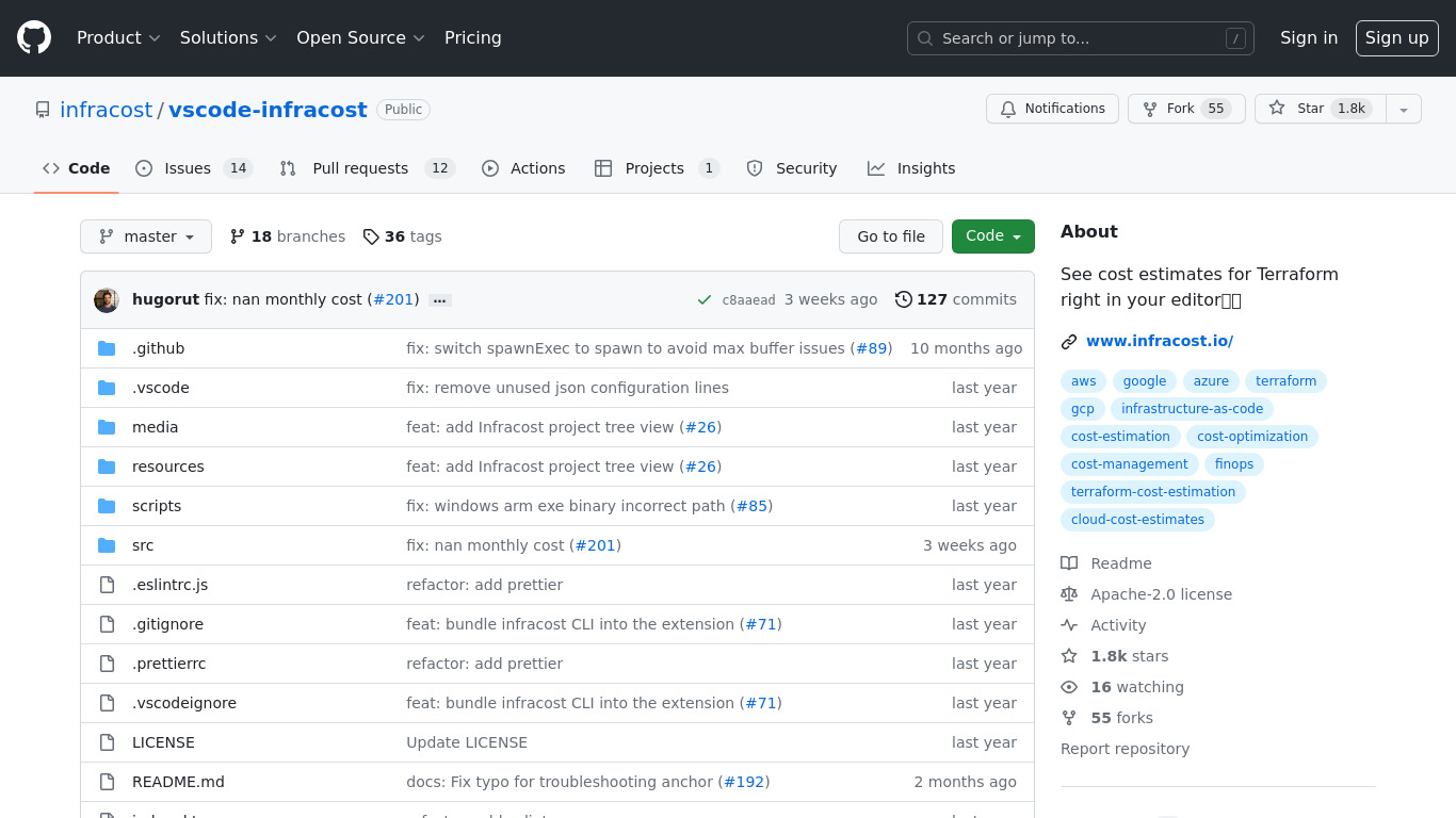 Infracost VSCode Extension Landing page