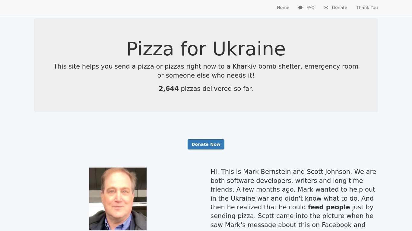 Pizza for Ukraine Landing page
