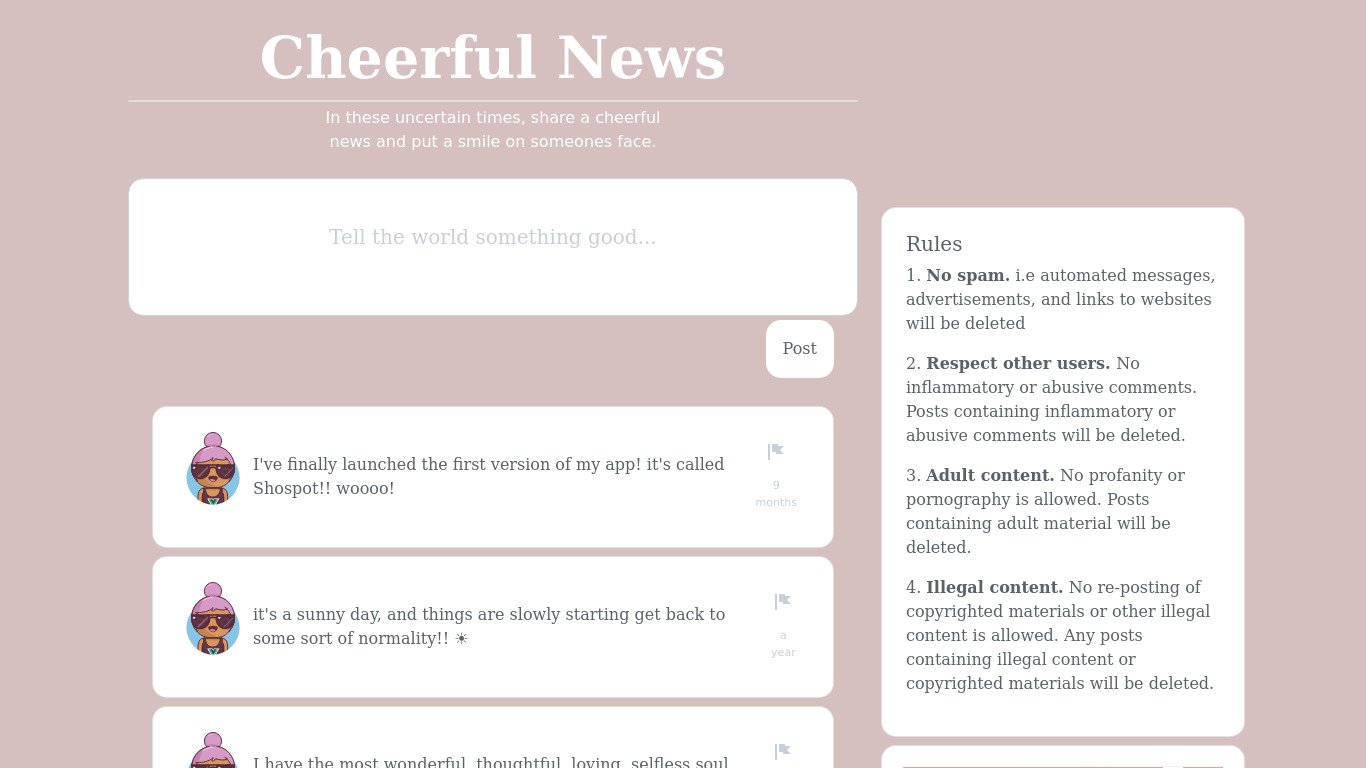 Cheerful News Landing page