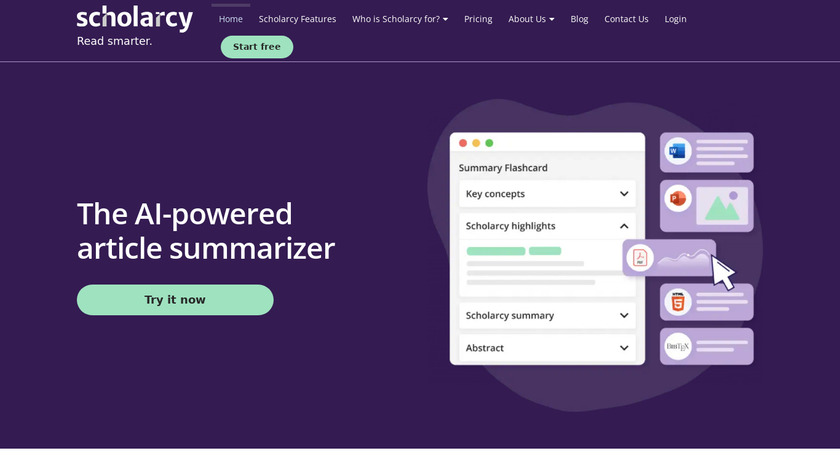 Scholarcy Landing Page