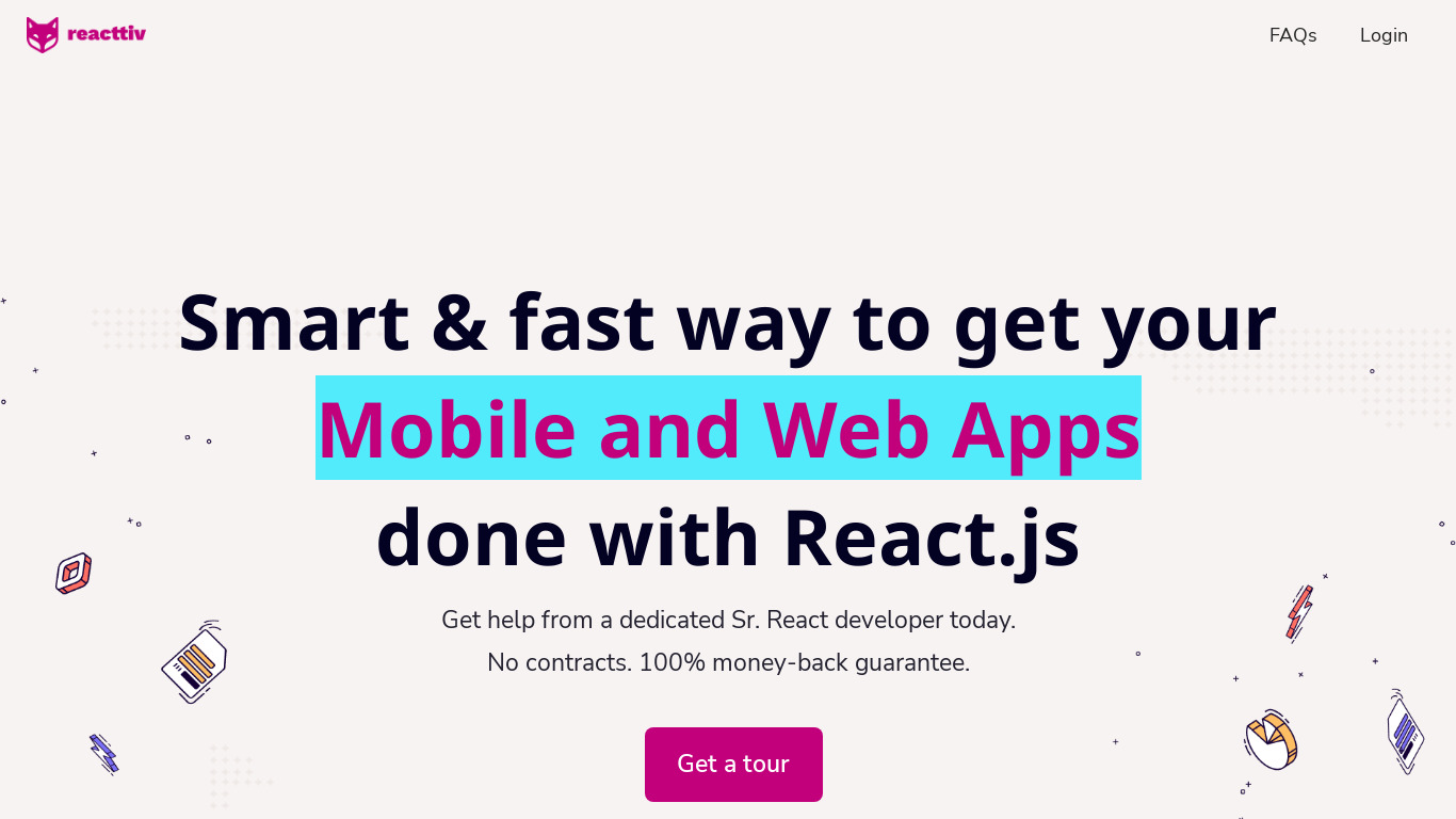 Reacttiv.com Landing page