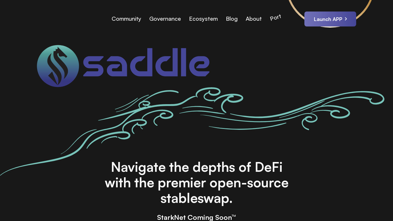 Saddle Finance Landing page