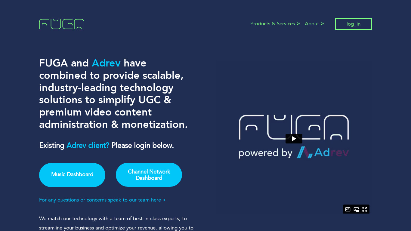 AdRev.net Landing page