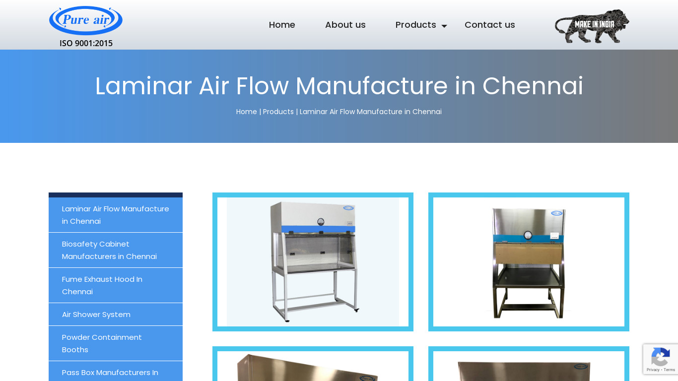Pure Air SYstem Landing page