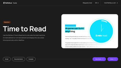 Refokus Tools: Time to Read image