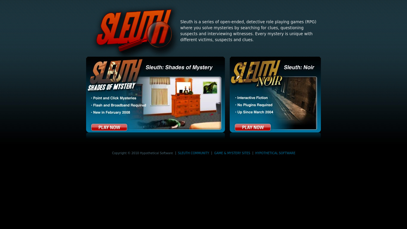 Play Sleuth Landing page