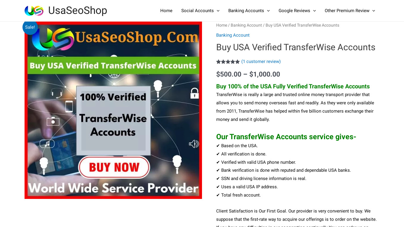 Buy USA Verified TransferWise Accounts Landing page