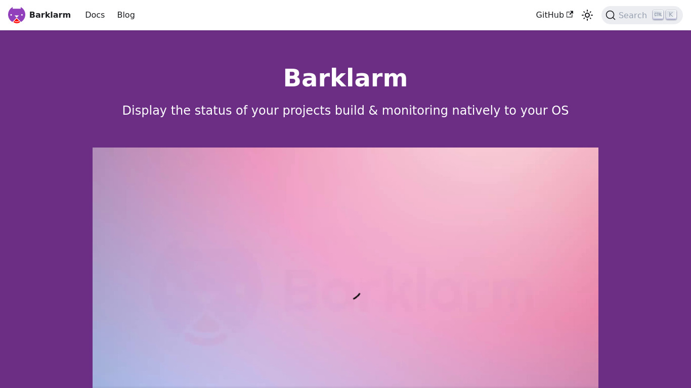 Barklarm Landing page
