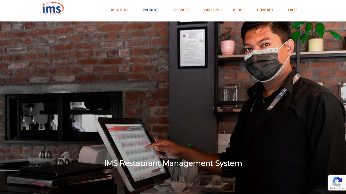 IMS Restaurant Management System Landing page