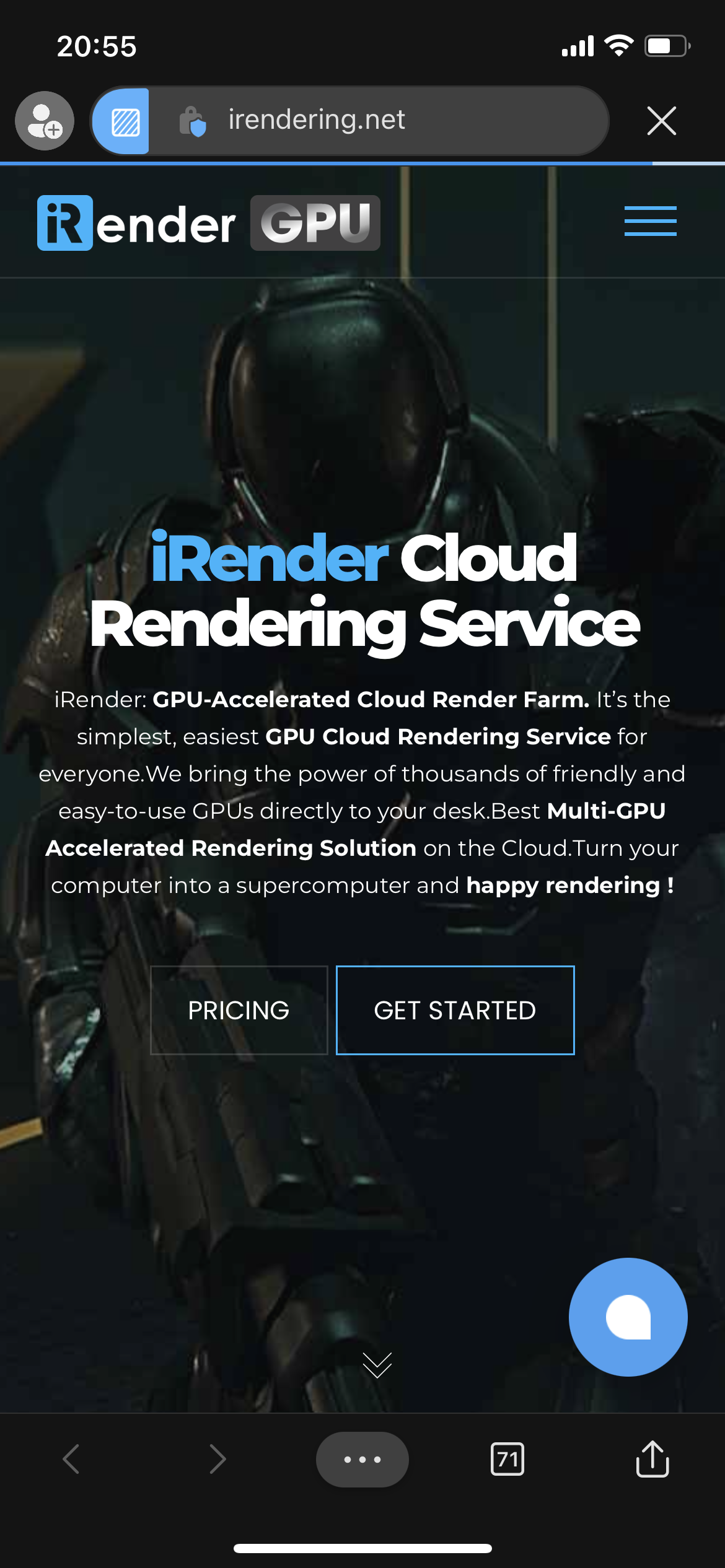 iRender Landing page