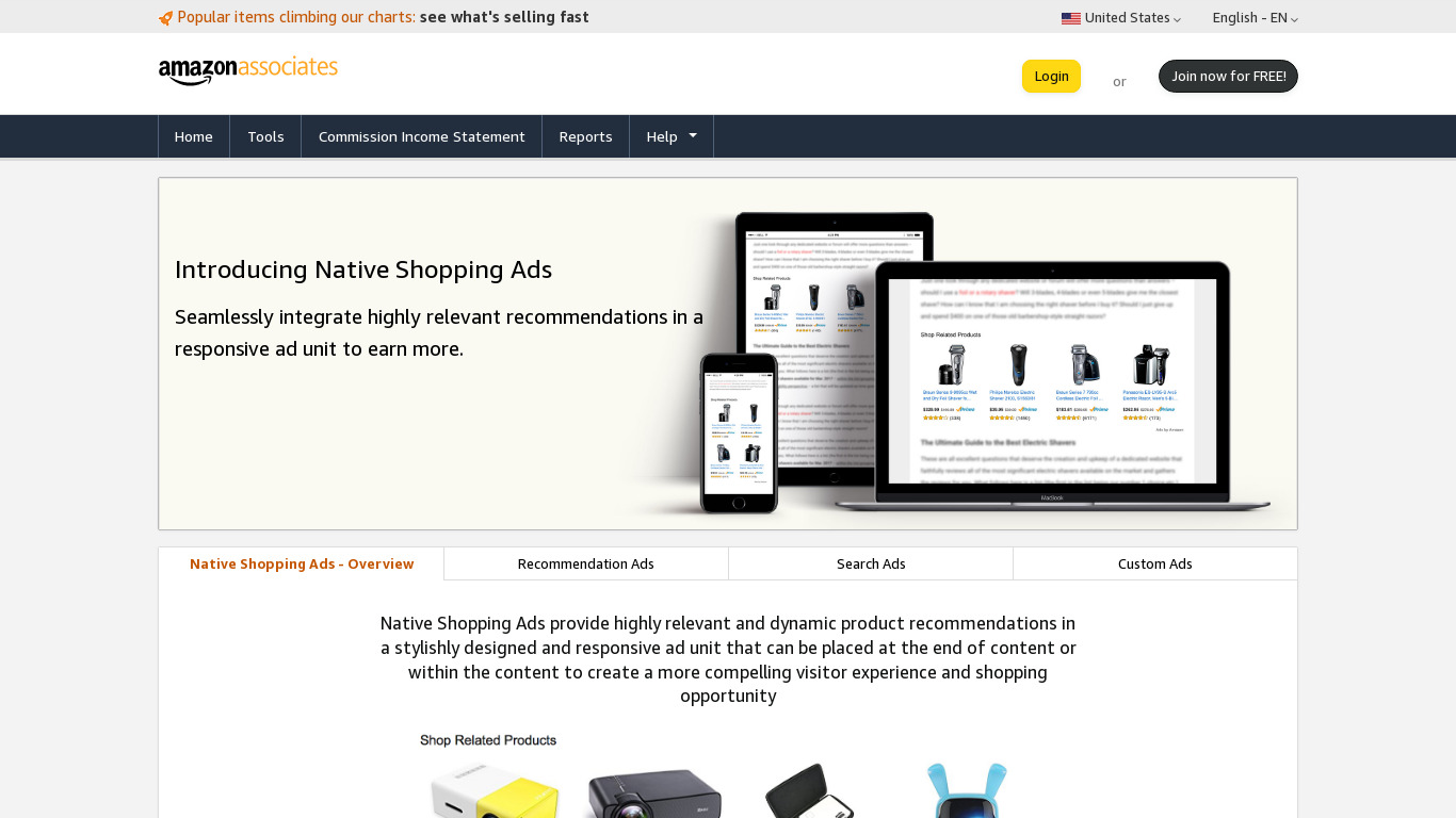 Amazon Native Shopping Ads Landing page