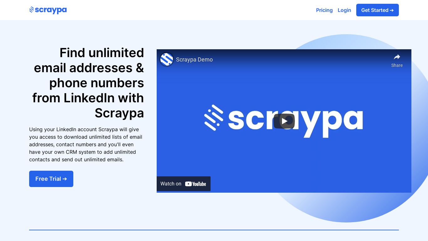 Scraypa Landing page
