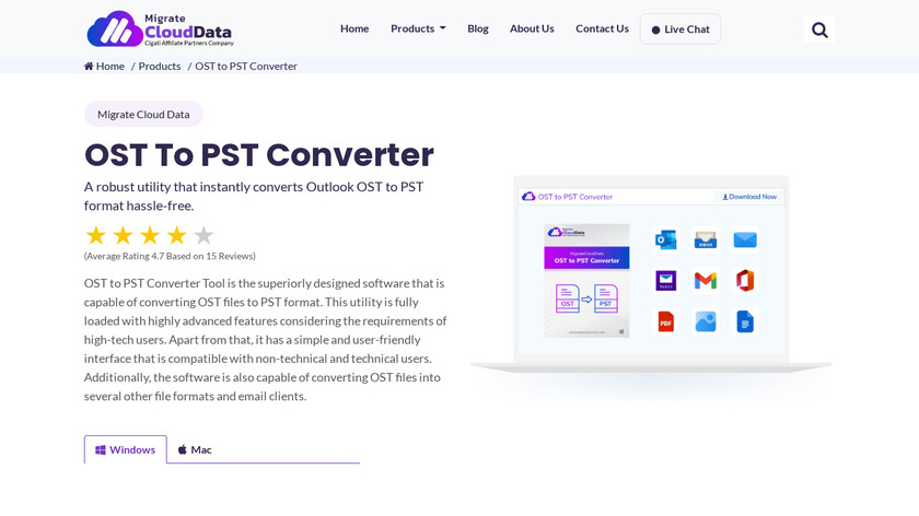 MigrateCloudData OST to PST Converter Landing Page