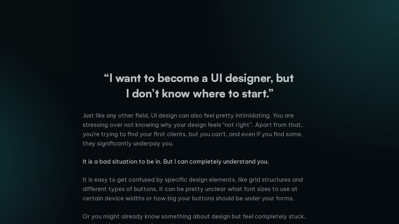 Kickstart Your UI Design Career Landing page