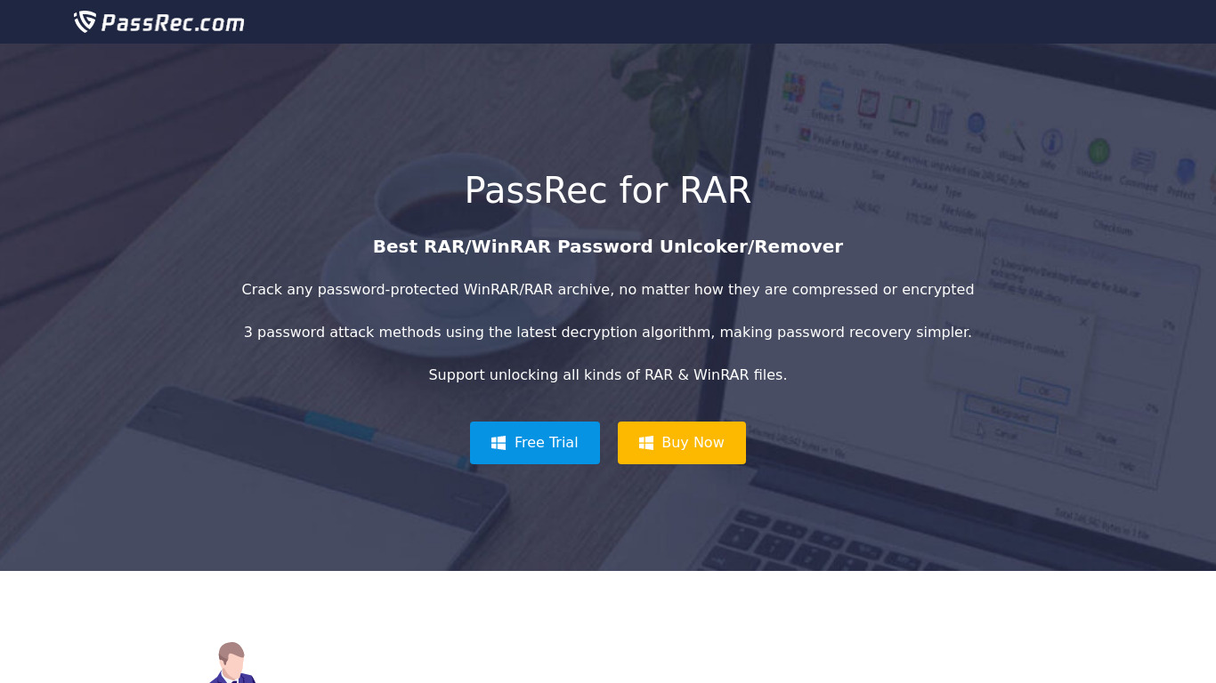 PassRec RAR Password Recovery Landing page