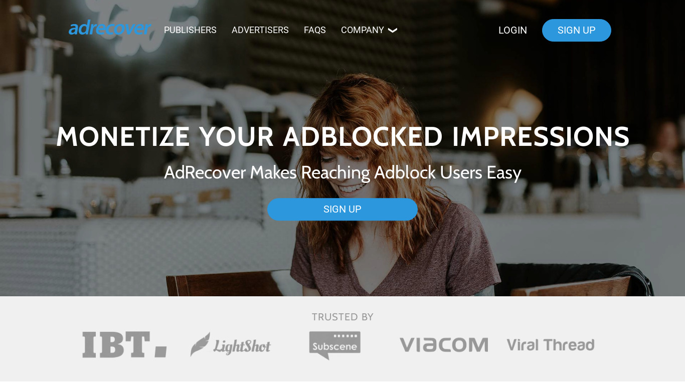 AdRecover Landing page