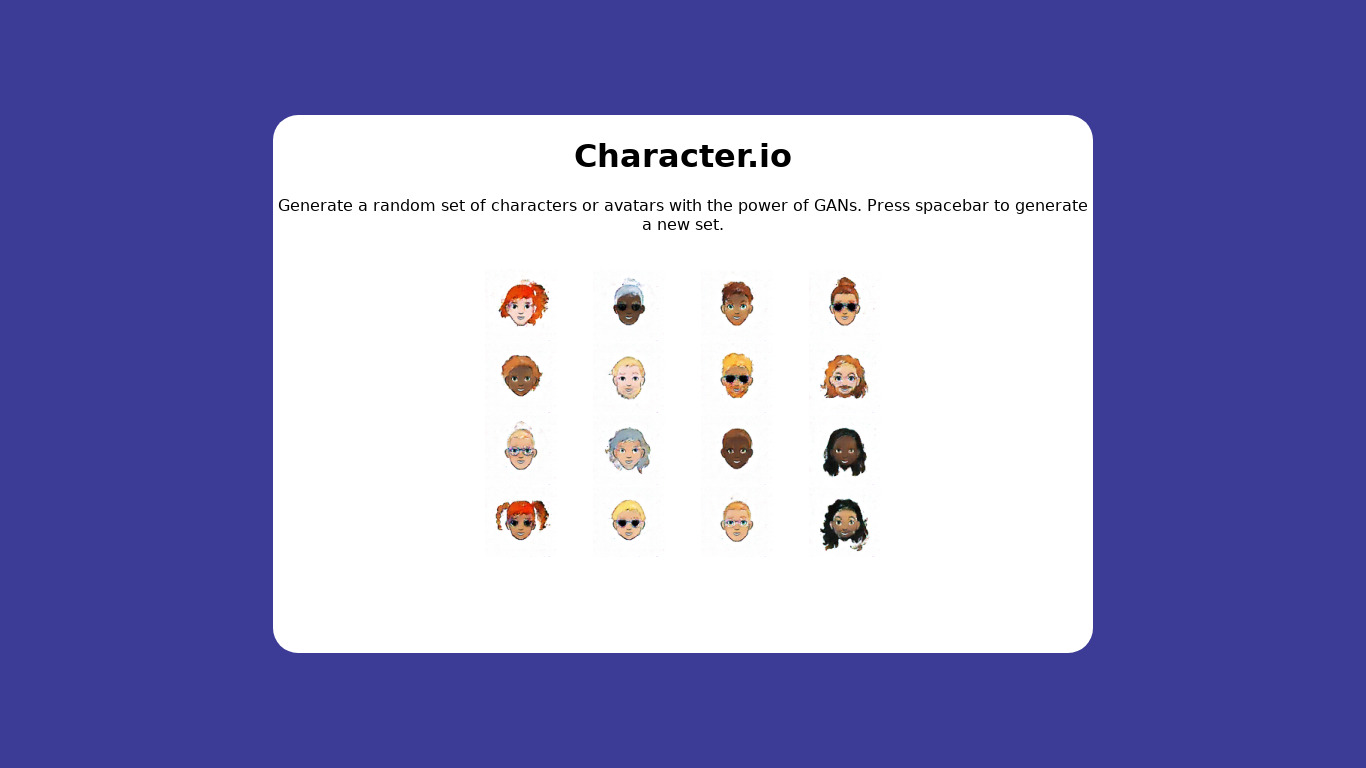 Character.io Landing page