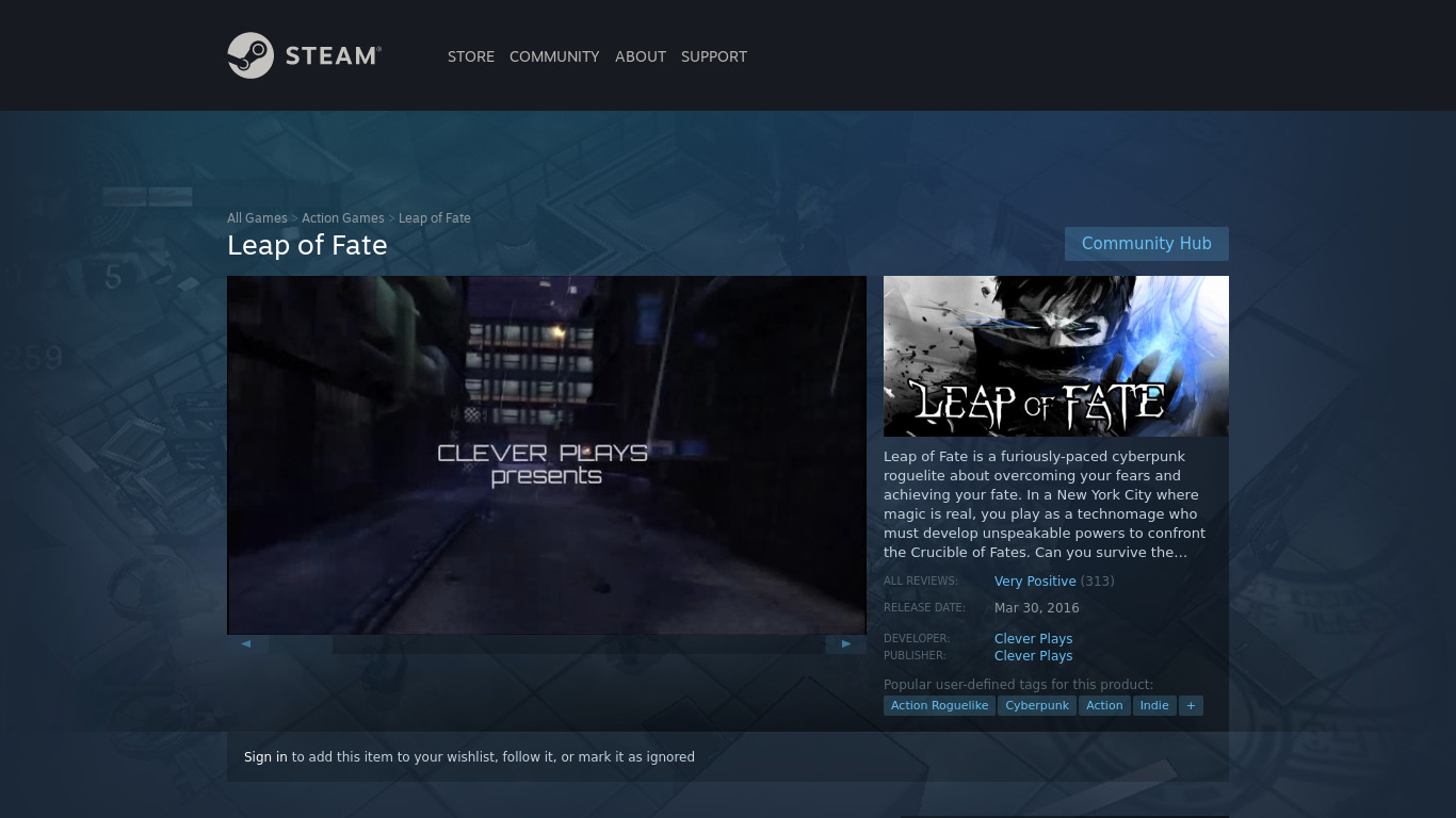 Leap of Fate Landing page