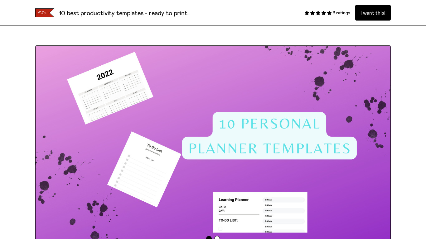 Productivity Planner Landing page